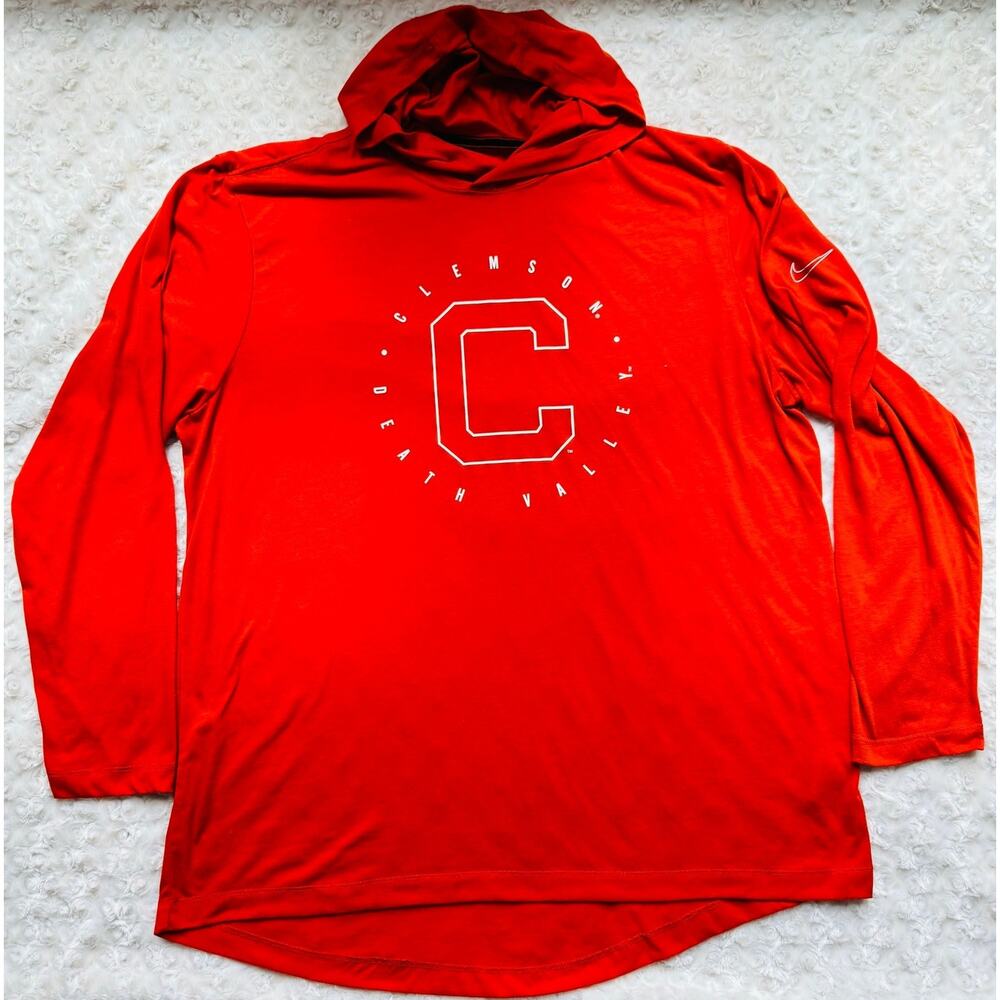 NIKE Clemson University Death Valley Orange Tigers Dri Fit Long Sleeve Hoodie XL